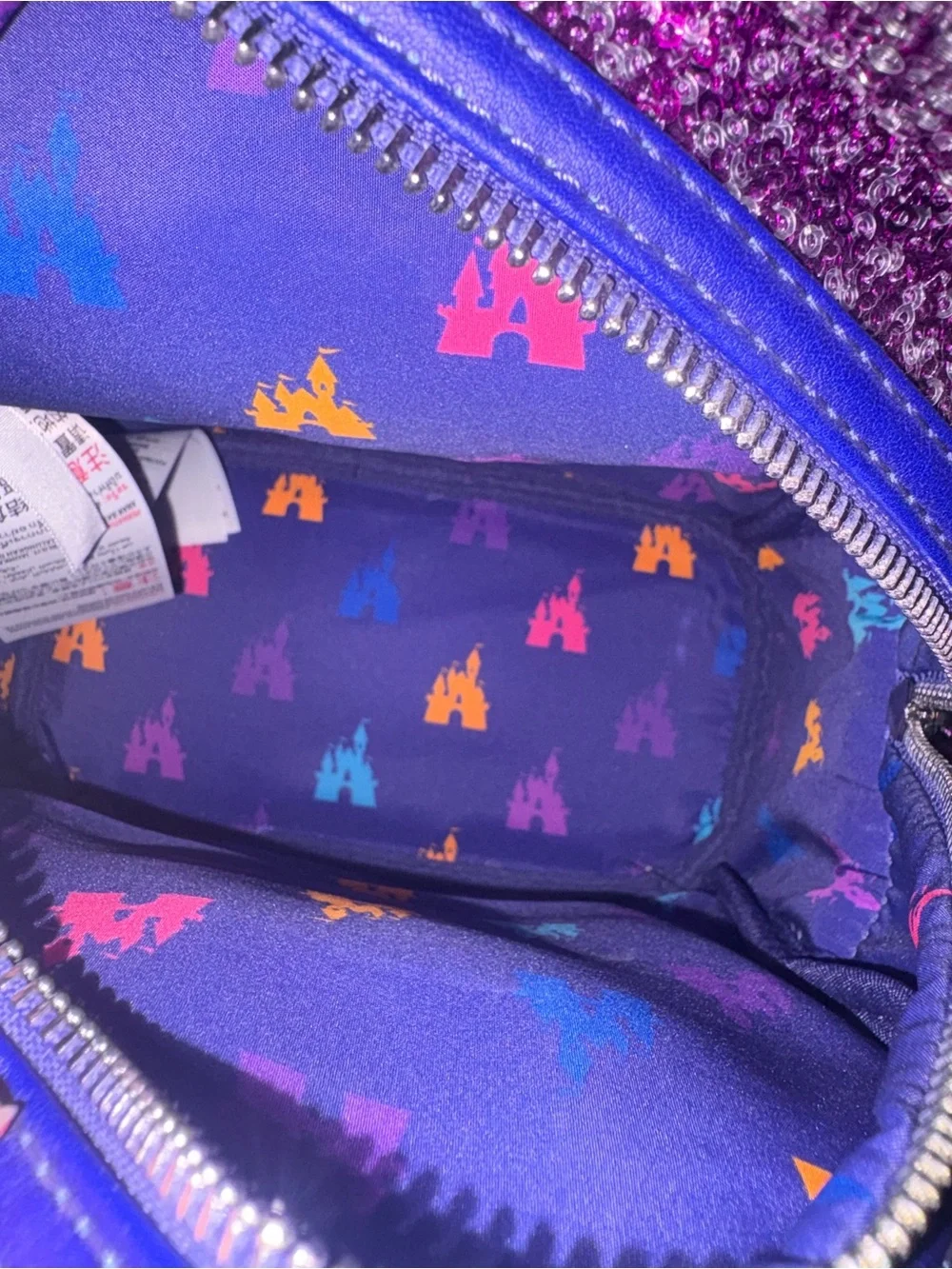 Limited Edition EpCot France Pavillion Loungefly Purple Sequin Mini Backpack
